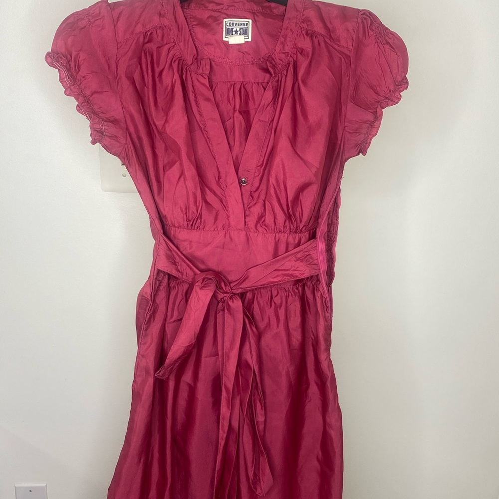 Pink belted dress